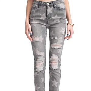 Easel Gray Star High Rise Distressed Jeans